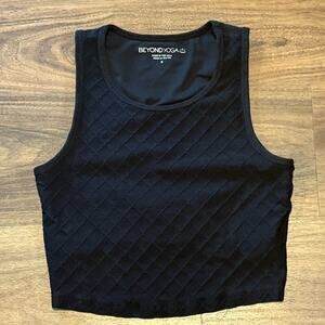 Beyond Yoga Black Diamond Quilted Textured Crop Tank Top Size S